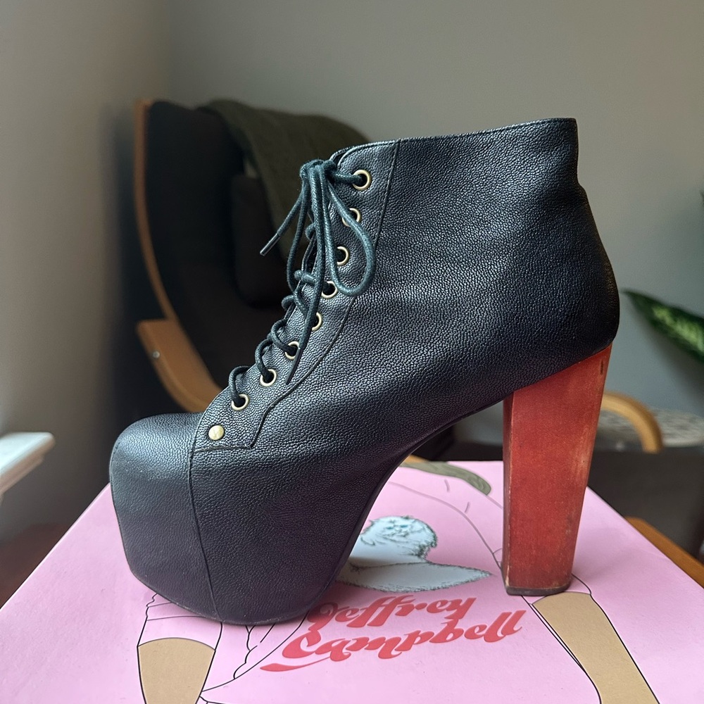 Black Leather Jeffrey Campbell Lita Heels